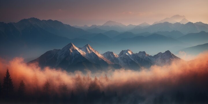 A mountain range with peaks that appear to be made of solidified smoke.