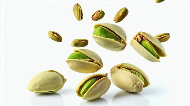 pistachio nuts on white background