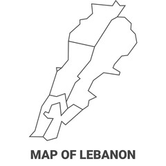 Outline Lebanon map with borders of region vector illustration