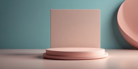 Product stand display podium with colorful background pastel bright.