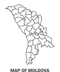 Outline Moldova map with borders of region vector illustration