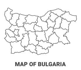 Outline Bulgaria map with borders of region vector illustration