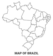 Outline Brazil map with borders of region vector illustration