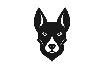 A dog head icon vector art illustration, featuring a modern stylish shape with an underline, set on a solid white background vector art illustration