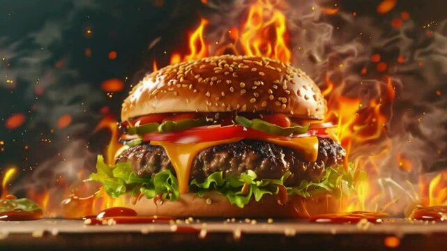 hamburger on black background