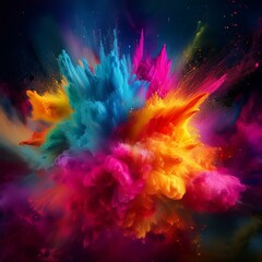 Explosion aus Farben auf dunklem Hintergrund