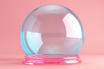 A clear glass ball with a pink base