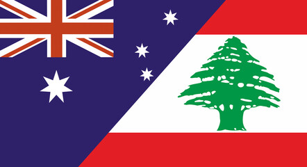 Flag of Australia and Lebanon. Two Flags Together Australian and Laotian