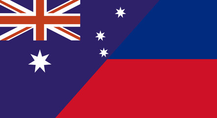 Flag of Australia and Liechtenstein.Two Flags Australian and Liechtenstein flags