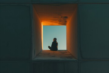 Imagination and thoughts concept in vibrant tones with energetic abstract shapes.