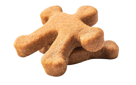 2 dog bone shaped dog treats on transparent background, png	