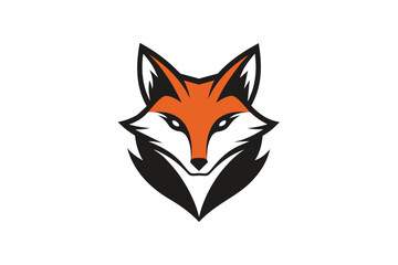  A fox head icon, featuring a modern stylish shape with an underline, set on a solid white background vector art illustration