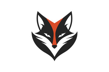  A fox head icon, featuring a modern stylish shape with an underline, set on a solid white background vector art illustration