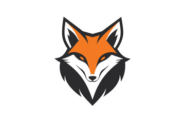  A fox head icon, featuring a modern stylish shape with an underline, set on a solid white background vector art illustration