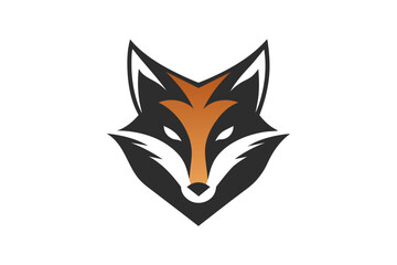  A fox head icon, featuring a modern stylish shape with an underline, set on a solid white background vector art illustration