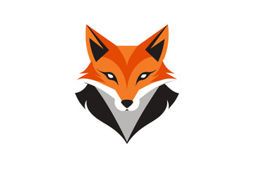 A fox head icon, featuring a modern stylish shape with an underline, set on a solid white background vector art illustration