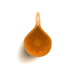 top view diya ligth diwali isolated 