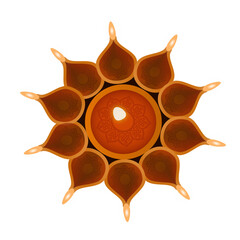 group of diya ligth diwali isolated 