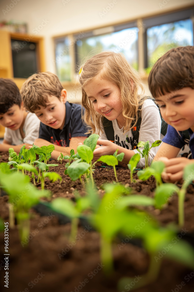 Poster children learning environmental stewardship through interactive nature model in a classroom setting