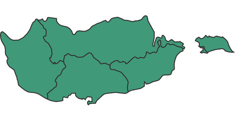 Green Cyprus simple map with states border outline vector