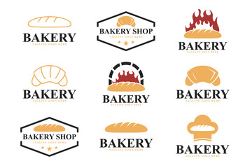 Bread logo design set collection vector illustration template idea