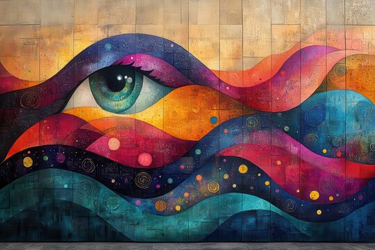 eclectic fusion artwork blending diverse cultural motifs vibrant energy lines flowing through abstract shapes multicultural symbols intertwined in harmonious composition dynamic colors