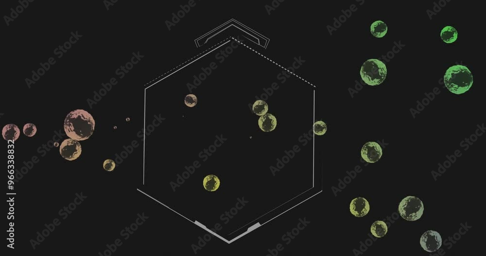 Poster animation of data processing over green bubbles