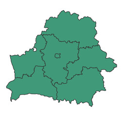 Green Belarus simple map with states border outline vector