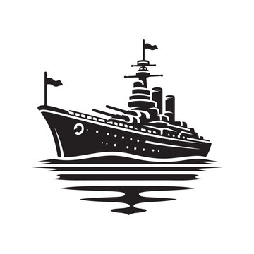 black warship on water clip art preview