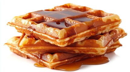 Stack of Belgian Waffles with Syrup Generative AI