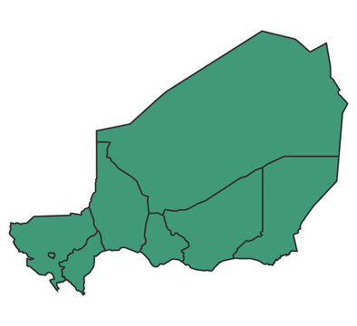 recommend clip art: Green Niger simple map with states border outline vector
