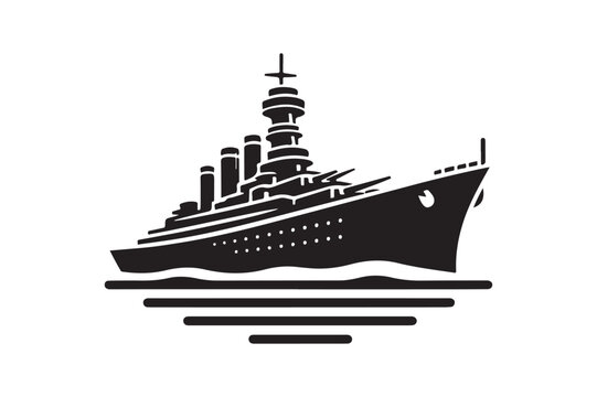 black battleship on water clip art preview