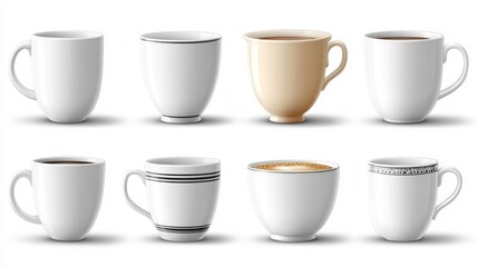 Collection of Coffee Cups in Various Styles and Designs Generative AI