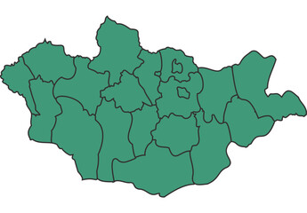 Green Russia simple map with states border outline vector