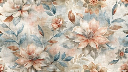 floral watercolor pattern with soft blossoms and leaves, elegant design for copy space