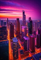 stunning twilight city skylines featuring vibrant colors bold contrasts urban landscapes illuminated buildings dynamic atmosphere, illumination, architecture