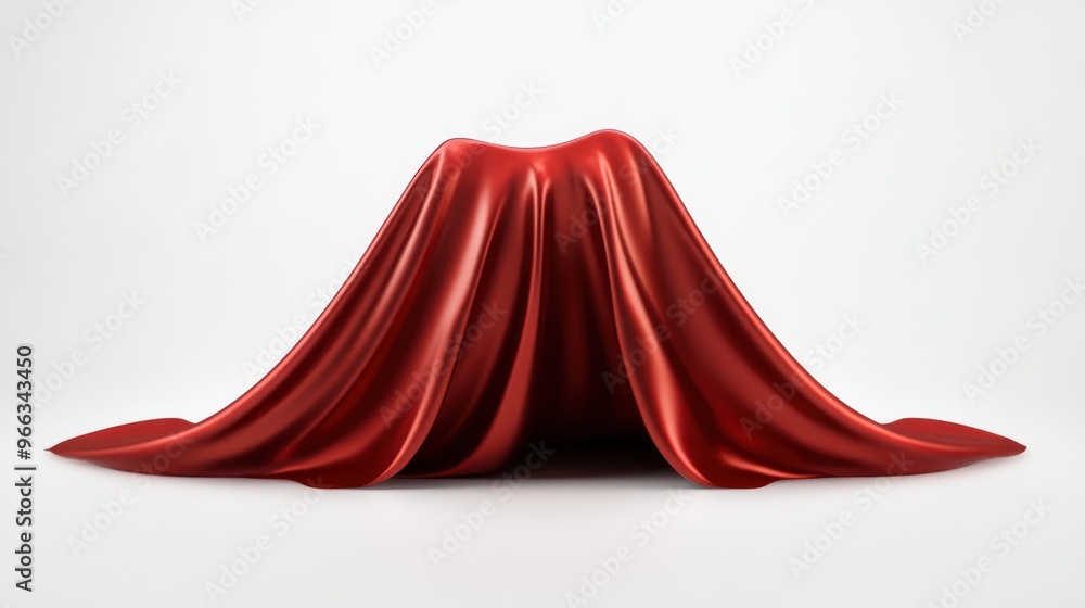 Poster a smooth red fabric draped over an unseen object, creating a sense of mystery.