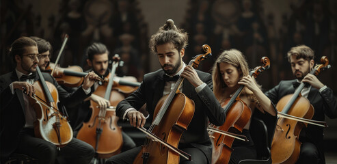 Orchestra, minimalist, aesthetics. Generative AI.