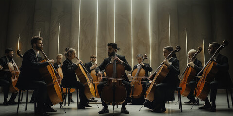 Fototapeta premium Orchestra, minimalist, aesthetics. Generative AI.