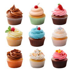 cute cupcake set, transparent background