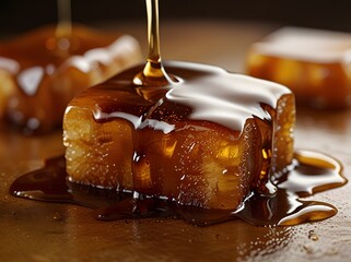 Honey Drizzled Dessert with Caramel Sauce