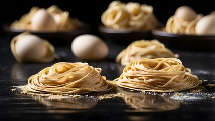 Pasta in the shape of a corkscrew, tic tac toe, noughts and crosses, Italian cuisine, isolated on a black background, x-shaped
