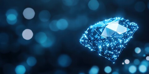 Close-up background of an abstract blue diamond texture crystal.