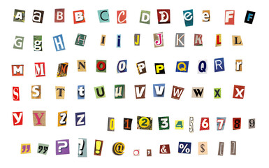 Retro Magazine Newspaper Cutout Letters and Numbers Alphabet