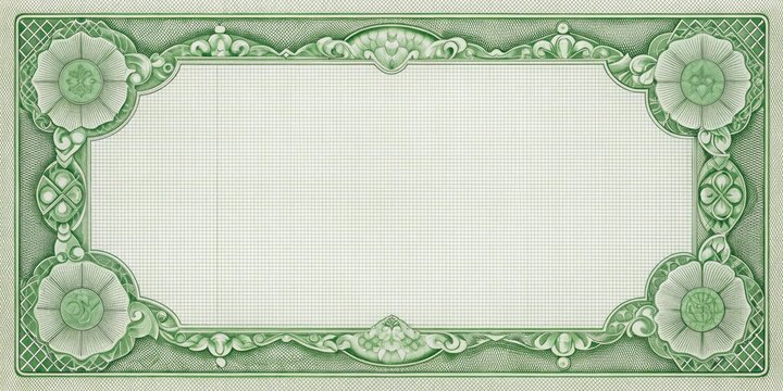 A blank, green, and white paper template resembling a United States currency note, featuring a faint grid and slight texture, waiting for customization.