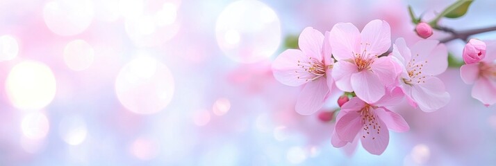 white flower tree branch on green blur bokeh background