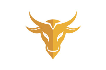  A  golden Bull head icon, featuring a modern stylish shape with an underline, set on a solid white background vector art illustration