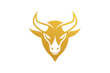  A  golden Bull head icon, featuring a modern stylish shape with an underline, set on a solid white background vector art illustration