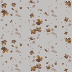Falling autumn leaves create a serene pattern against a light background during fall season
