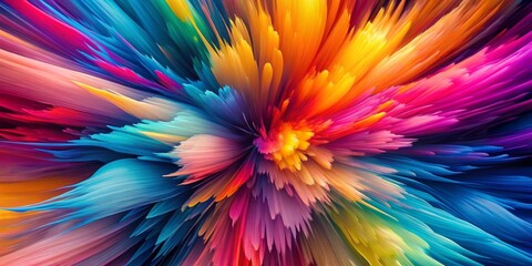 Obraz premium Abstract Brushstrokes in a Rainbow of Colors, Abstract, Digital Art, Painting